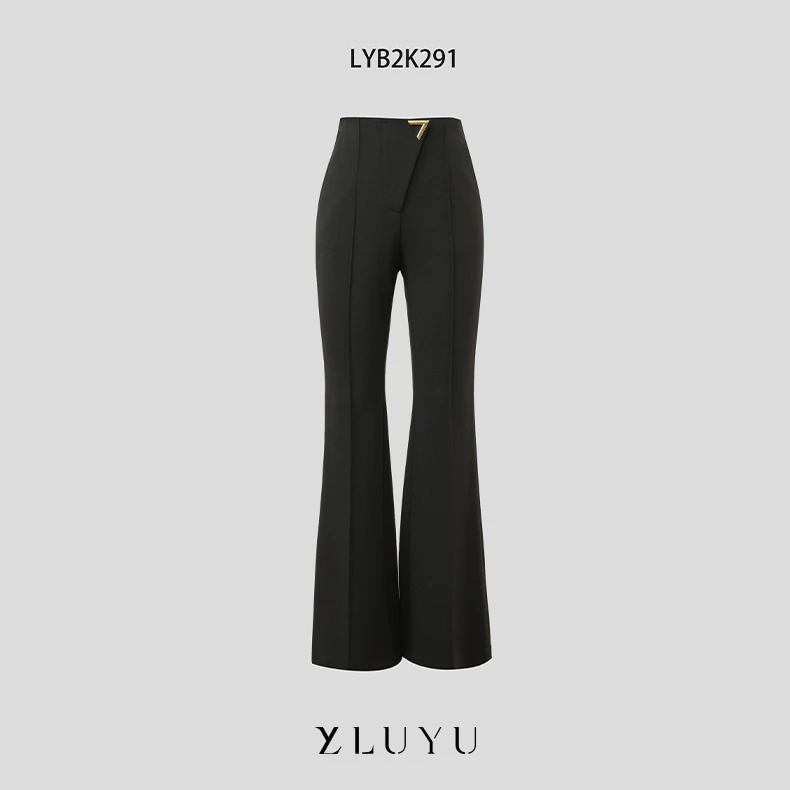 LUYU/鲁遇小众设计师款时尚轻奢气质休闲修身微喇裤LYB2K291