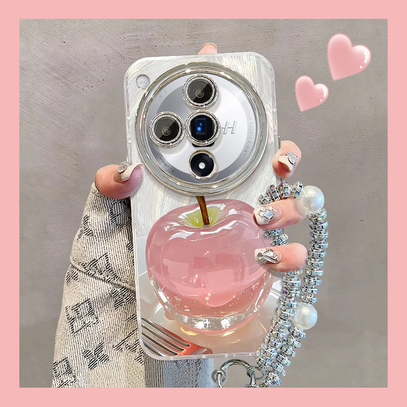 适用于OPPOFINDX7ultra水晶苹果精孔羽纱女手机壳通用可爱