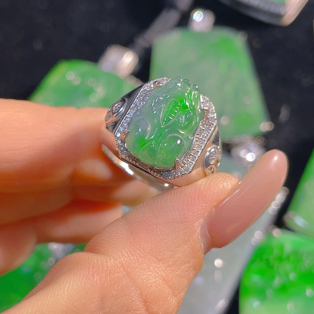 翡翠银S925镶嵌戒指翡翠