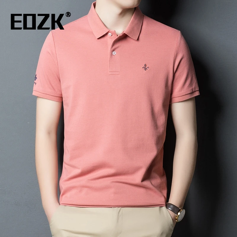 Eozk男装短袖t恤男士新款夏季翻领纯棉轻奢时尚商务休闲polo衫薄