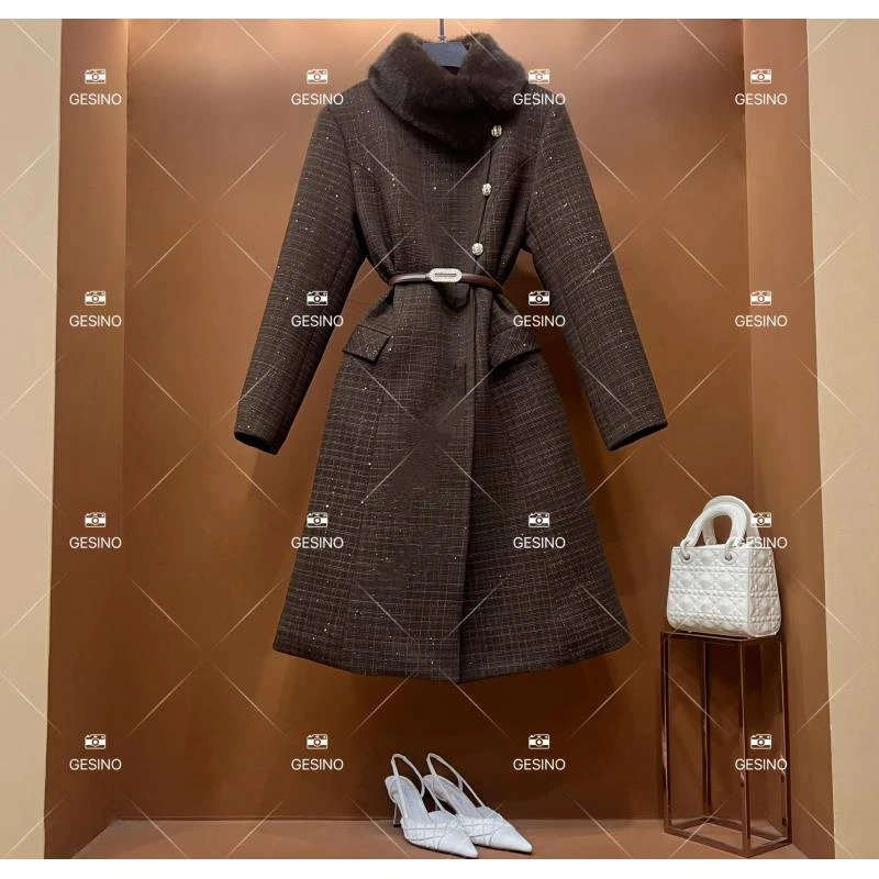 【闵闵】秋冬气质小香风时尚设计师中长款外套 QD-2025557