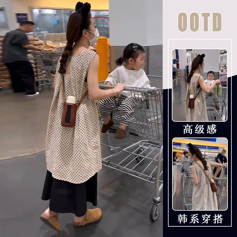 2025夏季新款法式高级气质波点长款上衣简约洋气黑色半身裙两件套