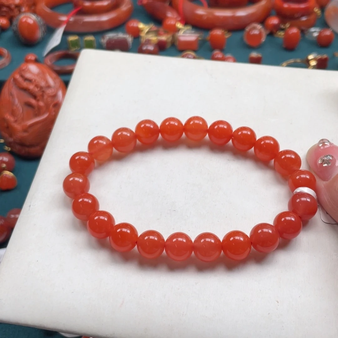 南红玛瑙保山冰红单圈9mm未镶嵌?***?