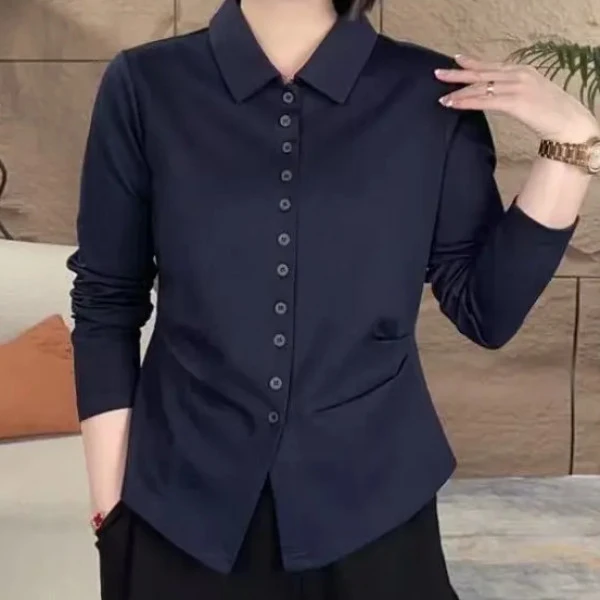 toglobal2025新开衫6扣眼秋装简约纯色收腰衬衫扣女