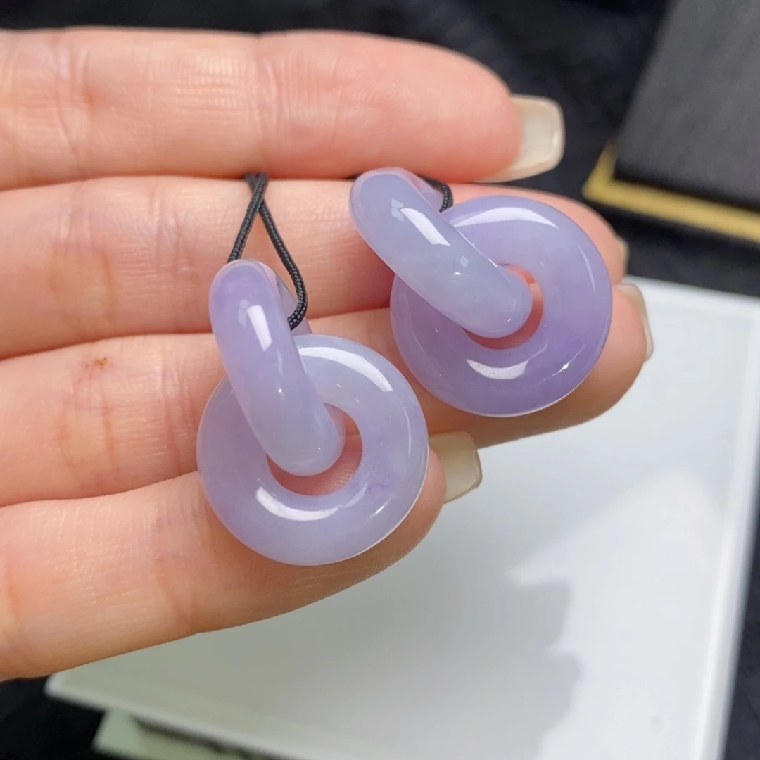 未镶嵌翡翠耳饰紫双环