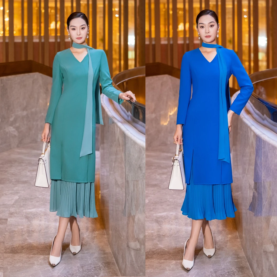 中国风旗袍日常秋冬春游出行洋气显瘦气质长袖时尚中长款修身百搭