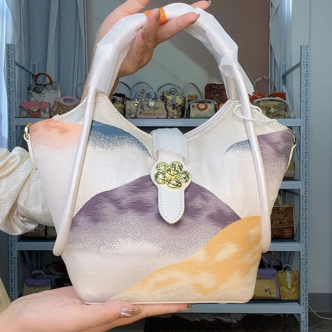 织物桑蚕丝非遗唐锦梅花菜篮子