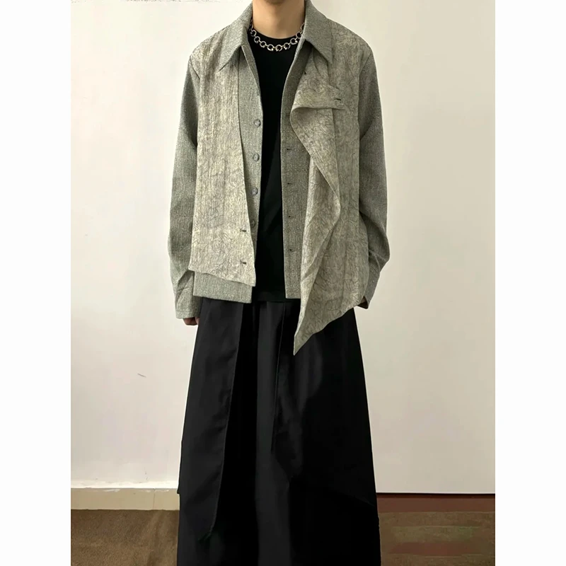 芸蚁青花瓷夹克外套男款春秋季多形态脉纹飞片肌理设计高级感上衣