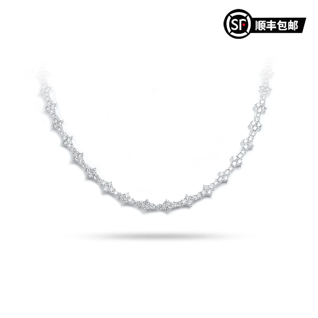 铜合金合成锆石吊坠 WIC 白亮版荆棘网球链轻奢高标准毛衣链项链