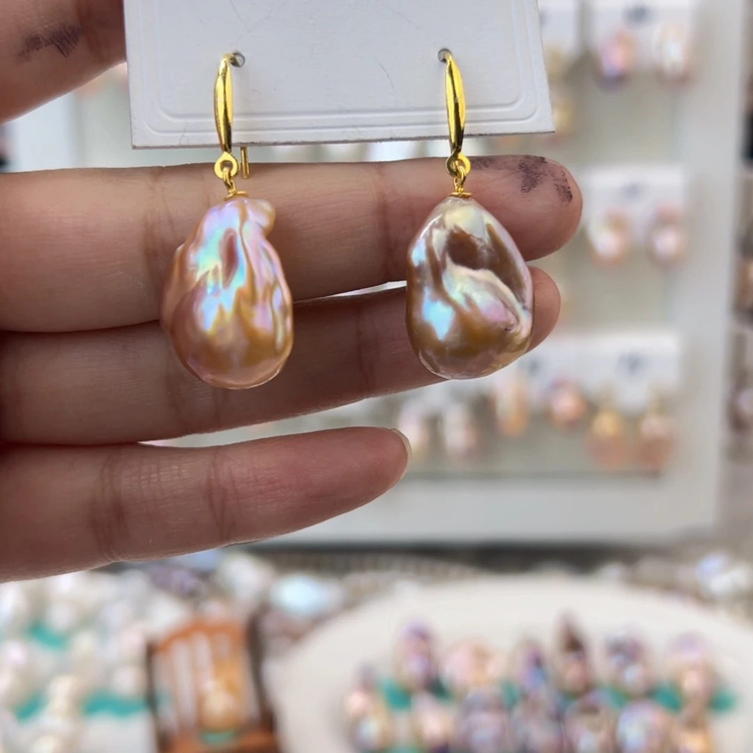 淡水珍珠耳饰银S925镶嵌