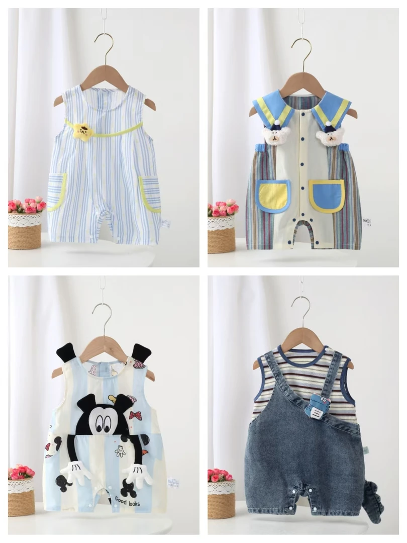 直播间衣服F501-F590夏季新款宝宝衣服男爬服夏季中性薄款