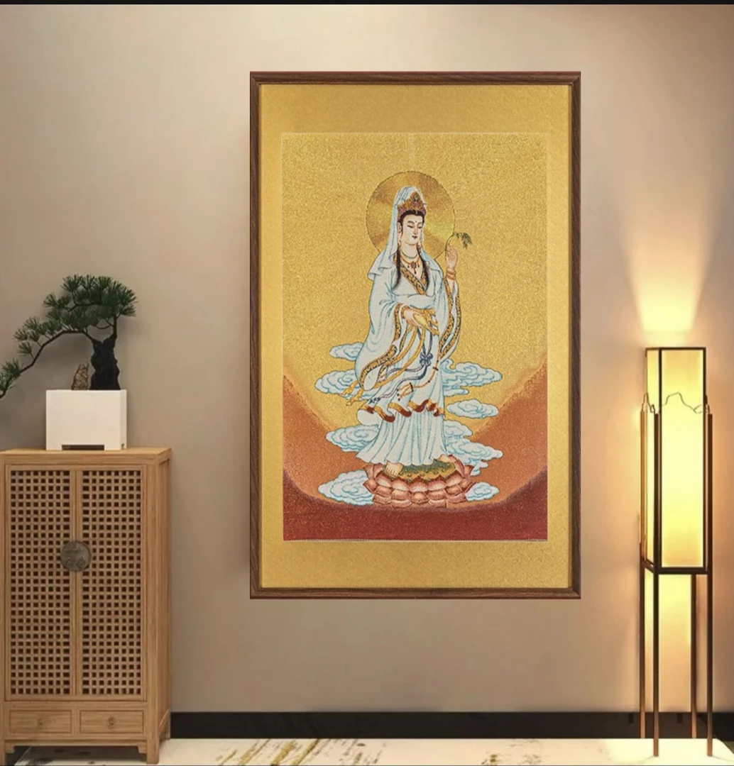 刺绣材质（观音菩萨）挂画玄关客厅书房茶室办公室装饰画