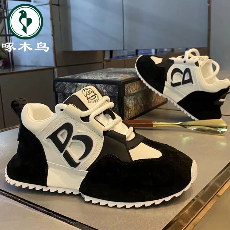 啄木鸟男鞋2025新款时尚厚底休闲老爹鞋男士百搭高级感运动阿甘鞋