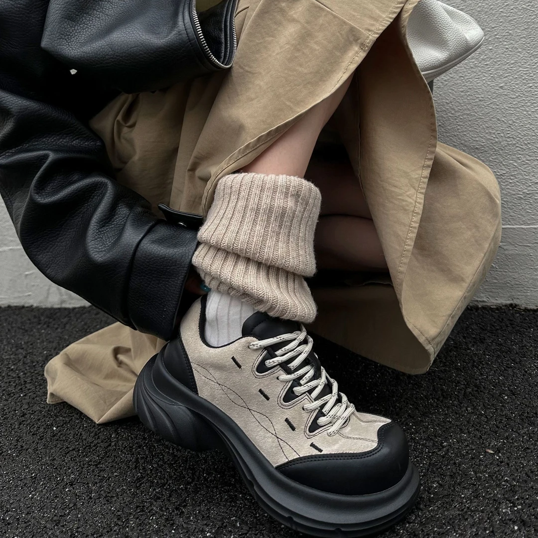 A681-2 SGIRL TWTW2025新款厚底圆头单鞋百搭休闲鞋增高小个子鞋