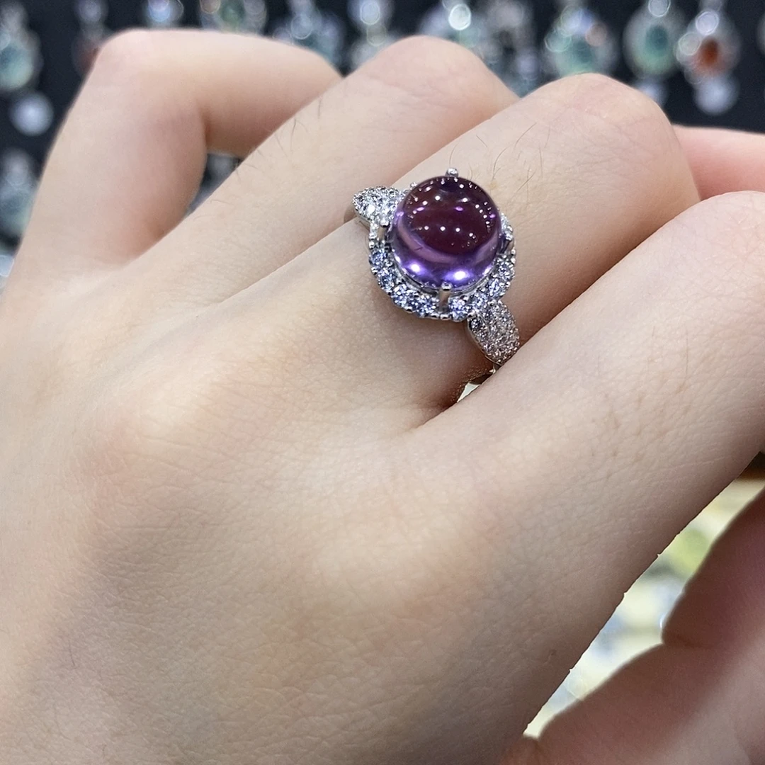 银S925镶嵌戒指紫晶