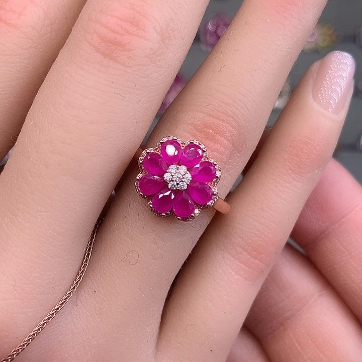 银S925镶嵌戒指红宝石