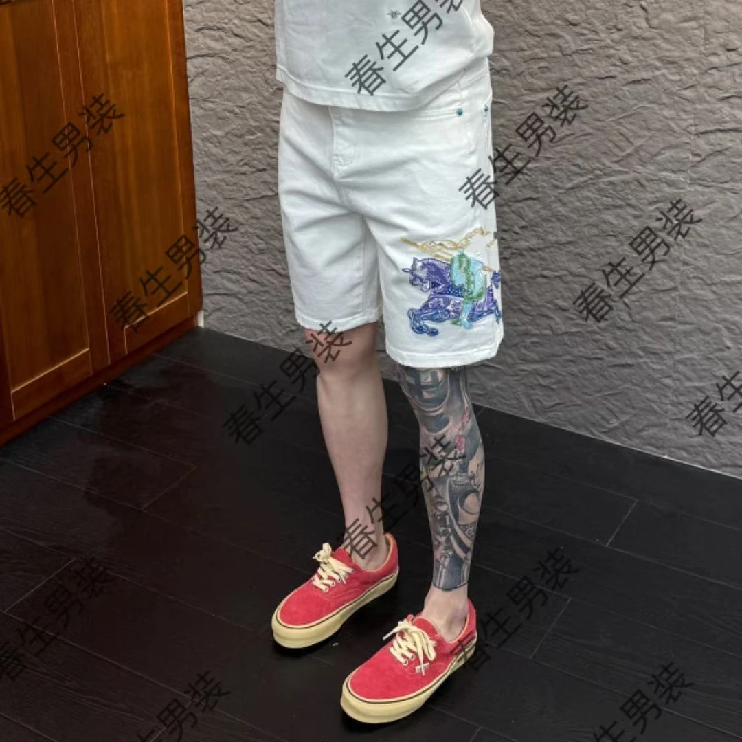 2025春季时尚休闲百搭刺绣男士牛仔短裤8109