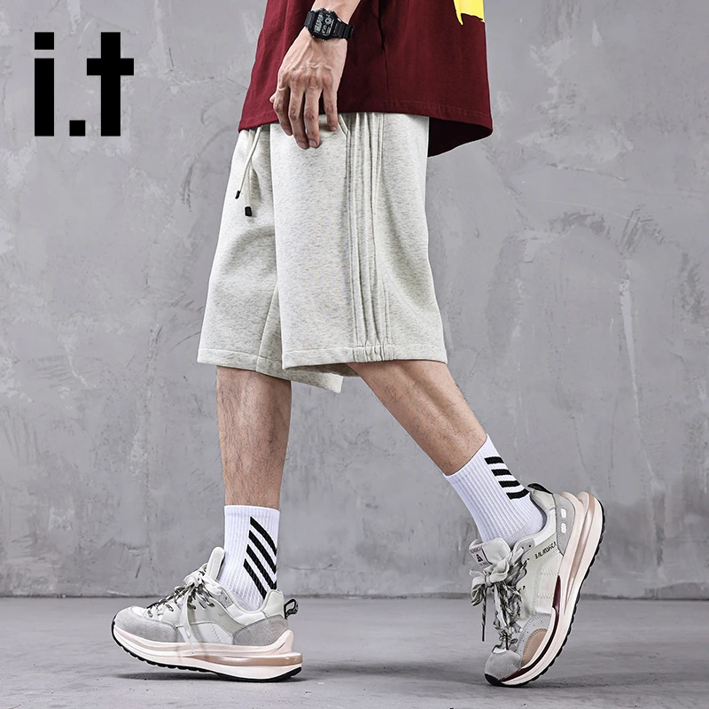 it izzue夏季男士条纹运动短裤潮牌简约百搭宽松透气休闲五分裤子