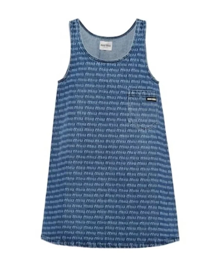 未使用 MIU MIU/缪缪 MIUMIU 张元英同款牛仔满印背心连衣裙