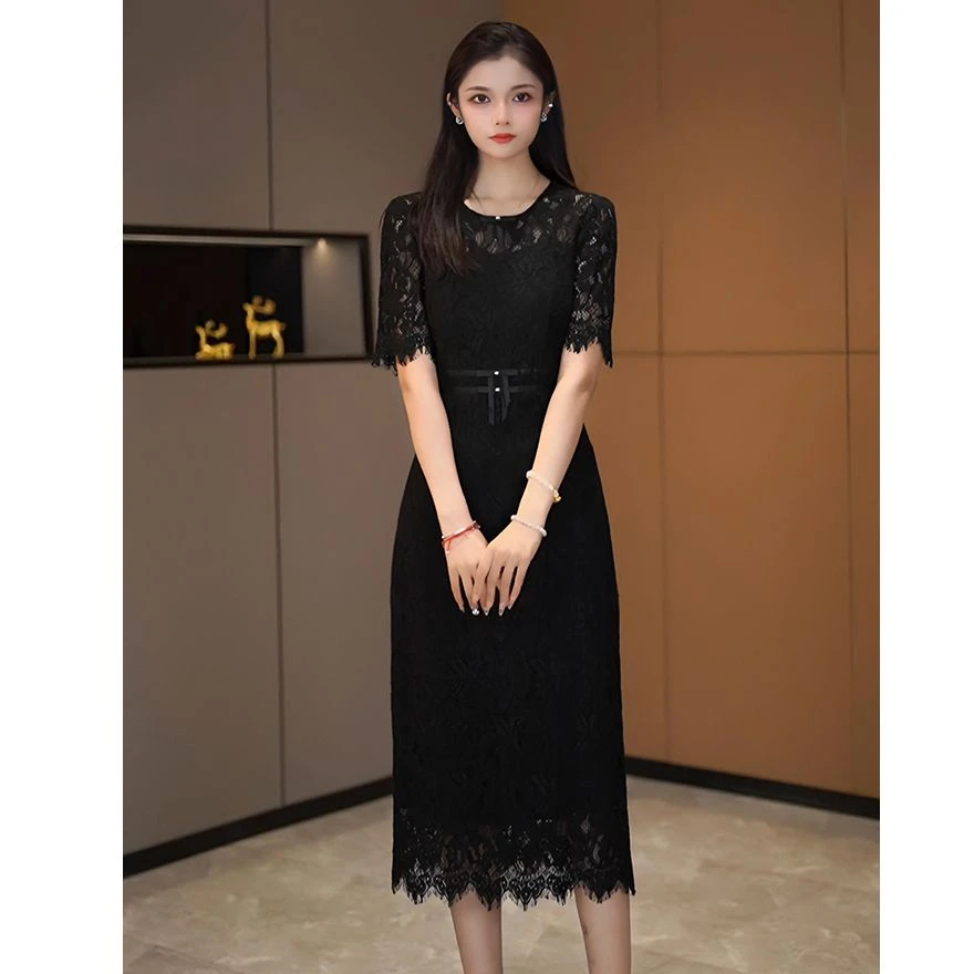 【陶阿俊】气质水溶蕾丝显瘦 6573 气质时尚百搭女装连衣裙