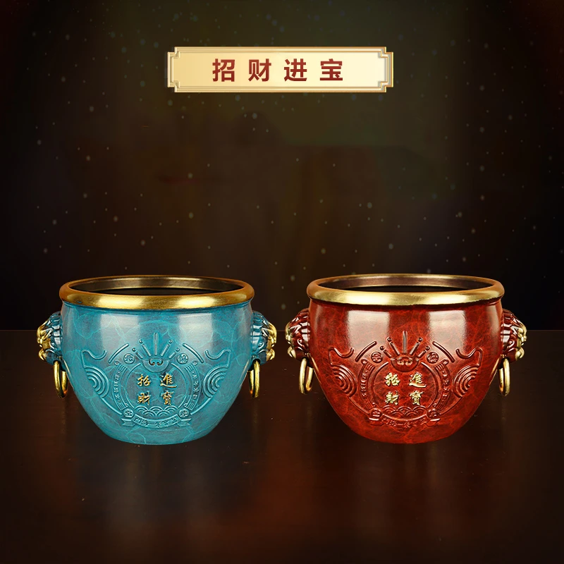 《故宫铜缸》纯黄铜米缸摆件大气创意中式手工客厅办公室生财存钱罐