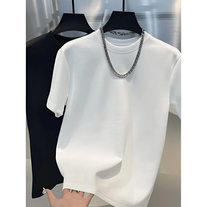 白色纯棉短袖男生T恤夏季cleanfit运动休闲打底衫小领口内搭半袖