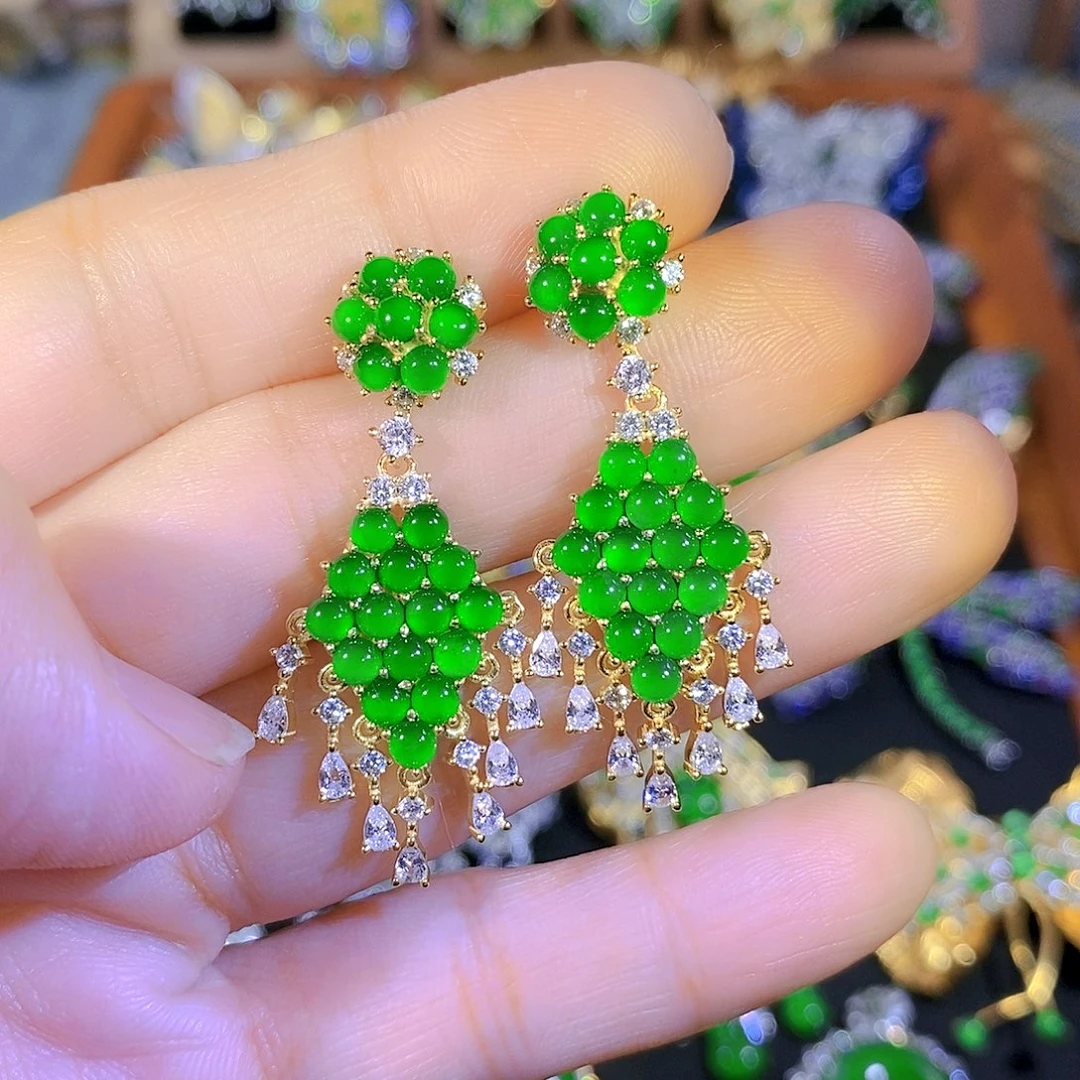 吊坠(不含链)银S925镶嵌翡翠