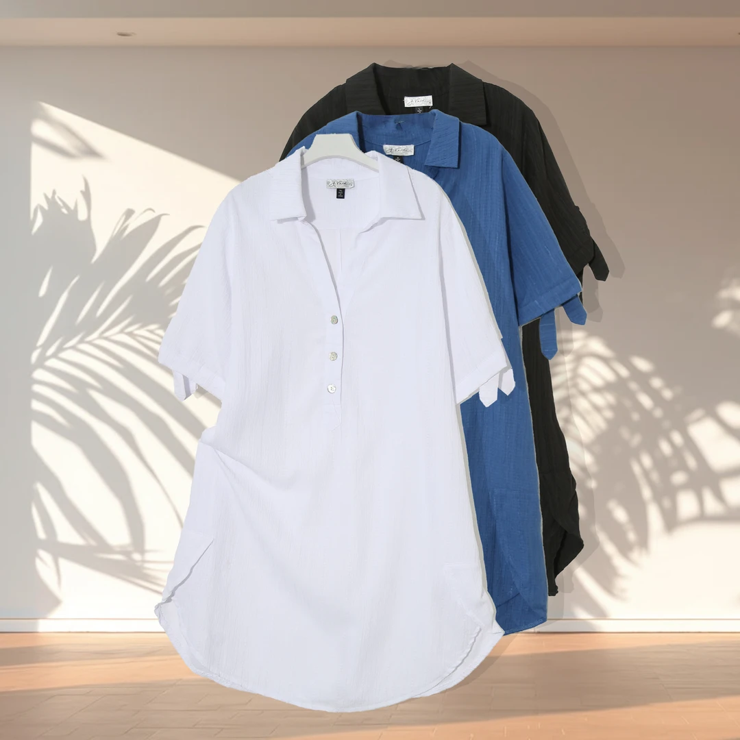 夏女士时尚潮流叠穿外搭中长款设计感半开扣休闲百搭时尚上衣H657