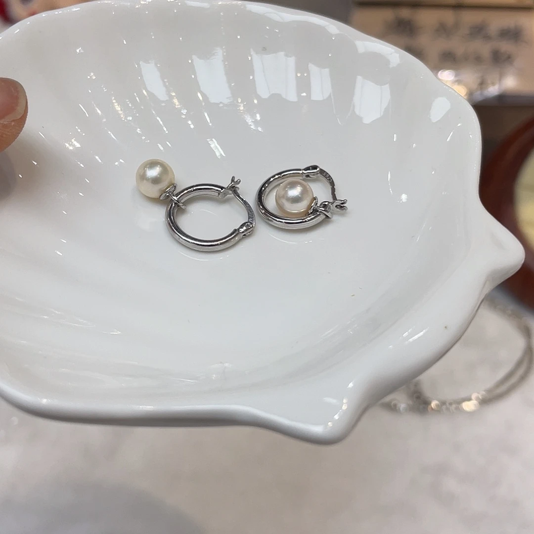 银S925镶嵌耳饰海水珍珠
