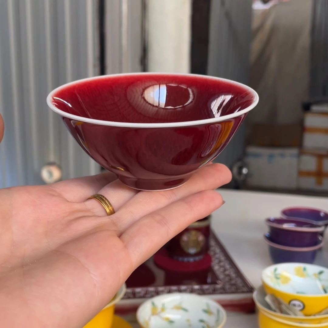 清欢雅玩原矿郎红敞口杯