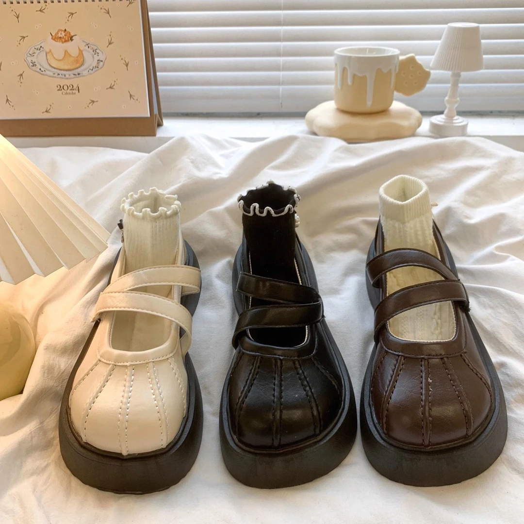 新百伦【断码】2025新款时尚百搭厚底日系玛丽珍鞋女春季圆头休闲单