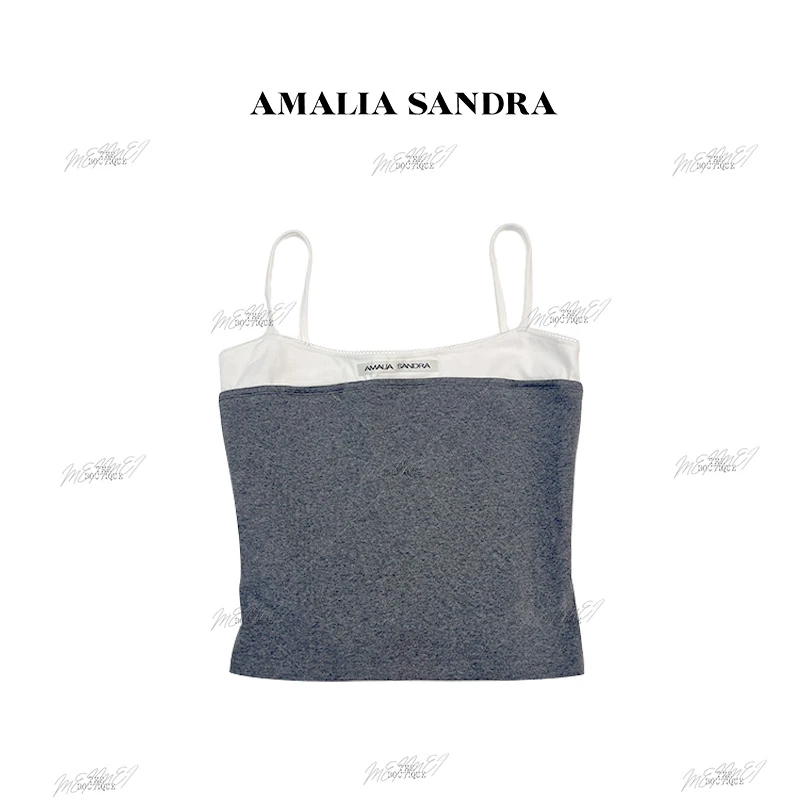 AMALIA SANDRA Saint Malo系列一拼色花边吊带