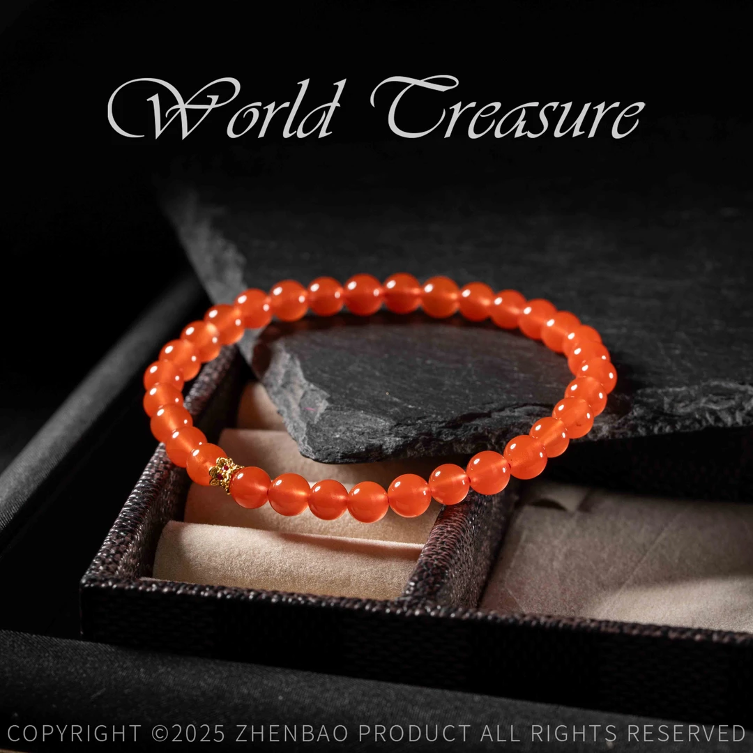 【世间臻宝】S925南红玛瑙冰红圆珠手串/JS628/5m+/16#/多样性发/15