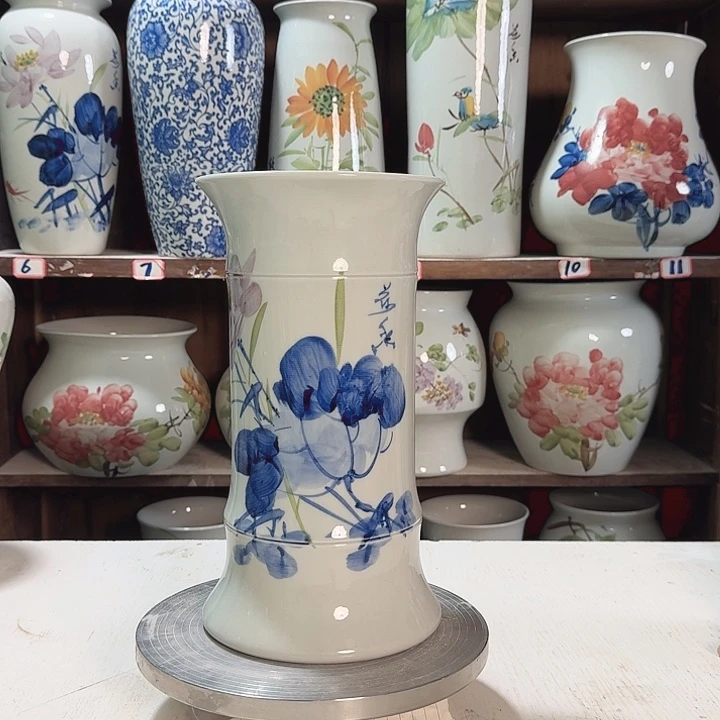 瓶竹子青花荷花新款新款陶瓷