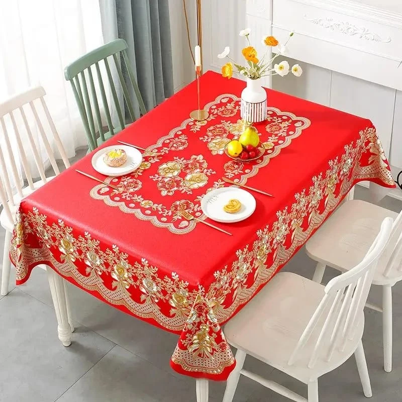 90*150家用桌布PVC防水防油防烫免洗长方形桌台布茶几布中式