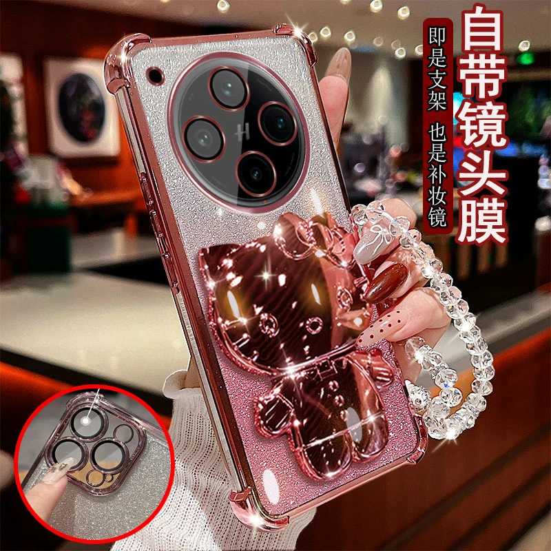 OPPO FindX8s+手机壳PLB110镜头全包边防摔套镜子小猫咪支架奢华