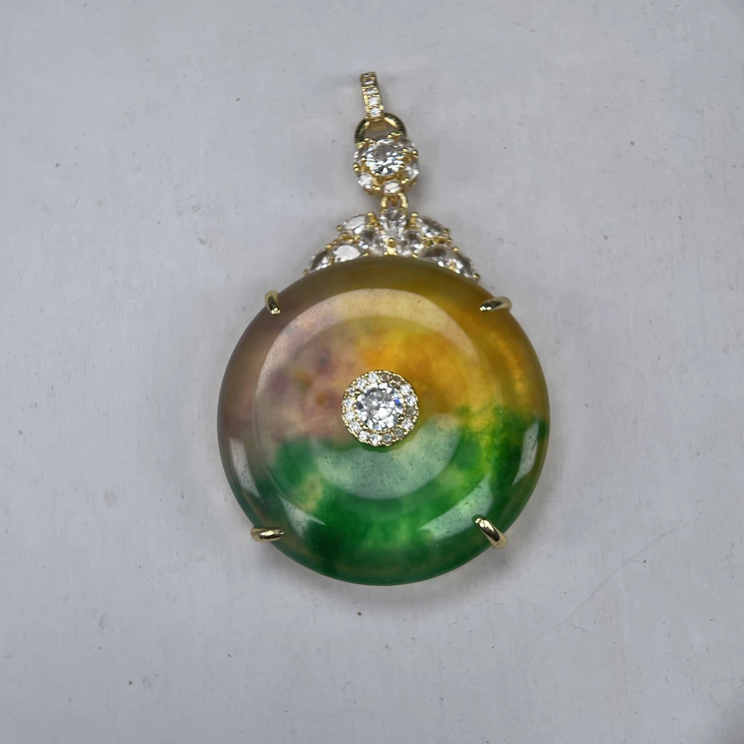 A879黄绿平安扣吊坠时尚百搭女款多样发货其一