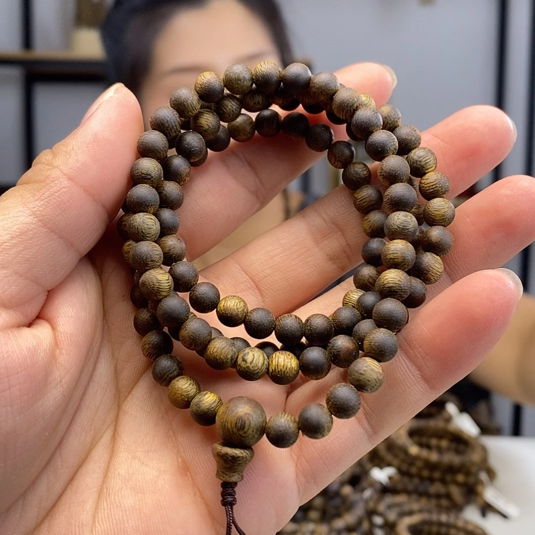 手串沉香奇楠沉香圆珠0.6多圈15.9克