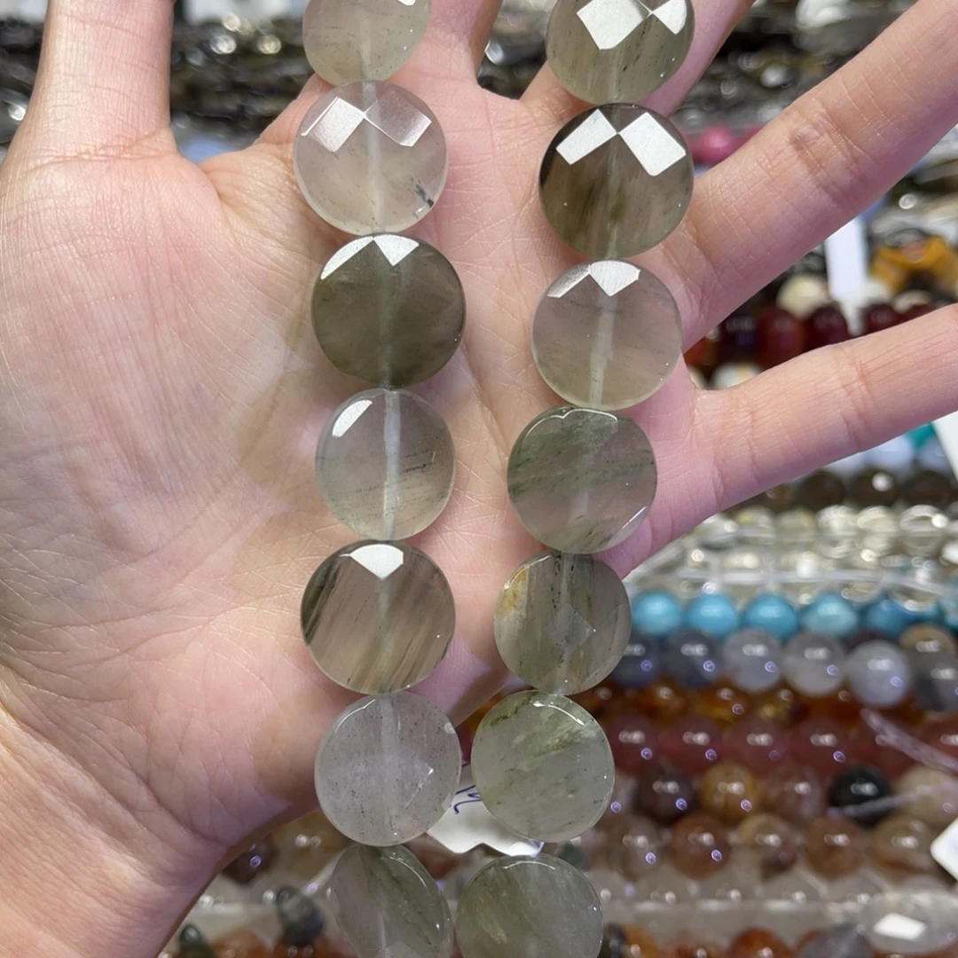 玛瑙/玉髓散珠天然云雾绿水晶卡18.4长条38厘米