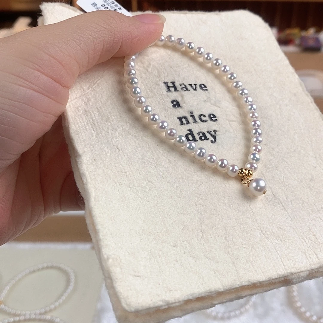 手绳银S925镶嵌淡水珍珠