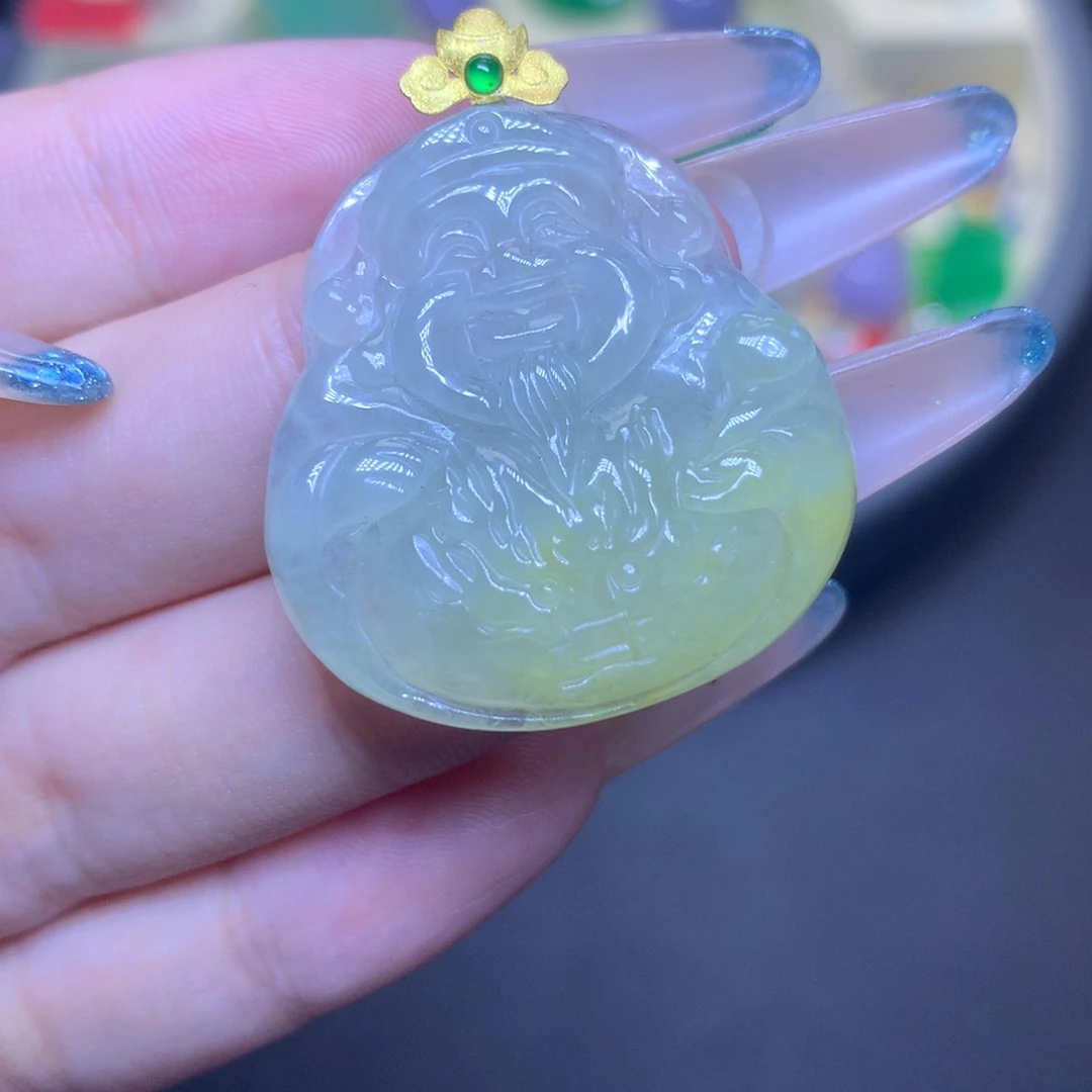 颈饰18K金镶嵌翡翠天然