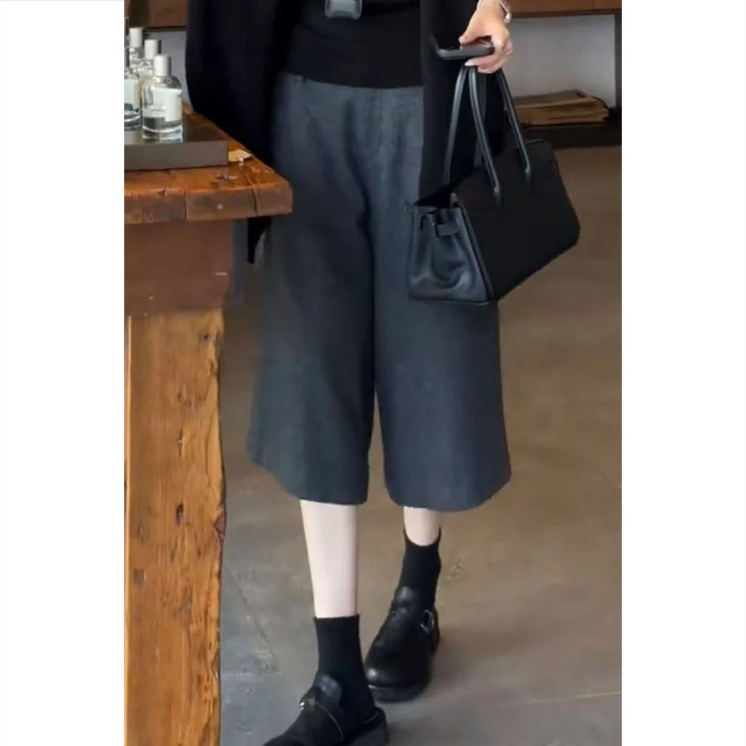 艾塔莉早秋新款女休闲裤宽松阔腿梨形身材遮胯显瘦七分裤小个子