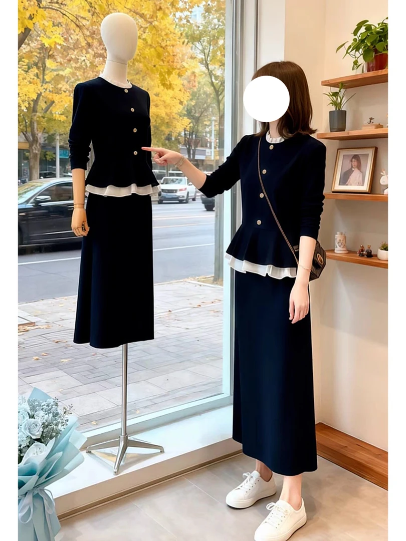 轻奢高级感小香风连衣裙女2025秋季新款休闲时尚百搭赫本风裙子