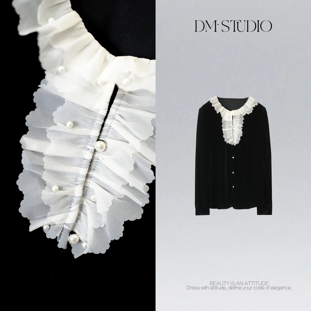 DEDM•STUDIO/小众高级感法式气质精致感丝绒衬衣2511CS/93126