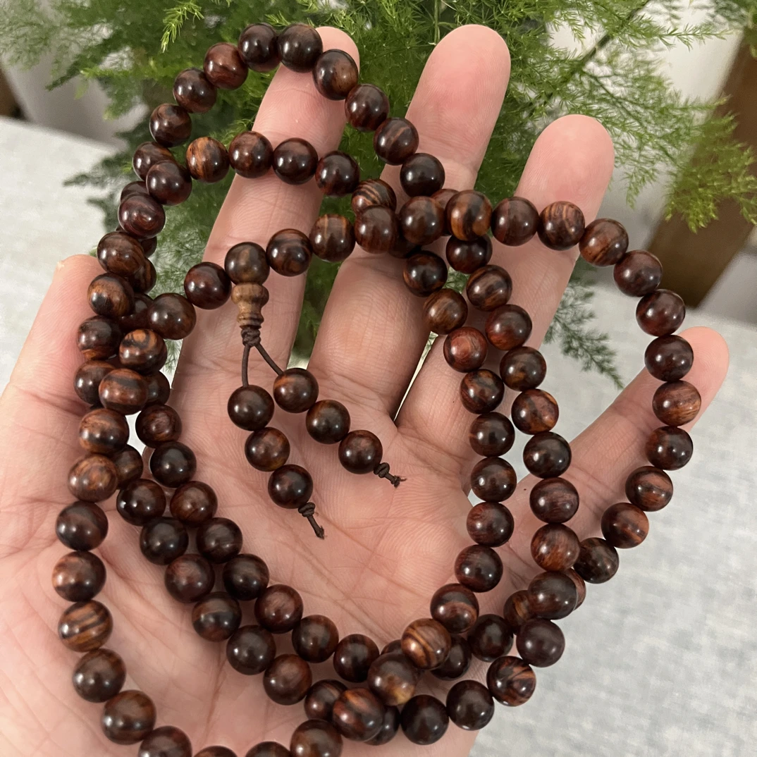 海南黄花梨0.8*108圆珠文玩佛珠挂脖手串
