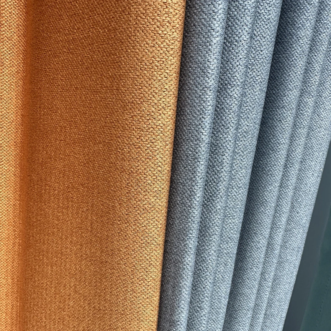 麦子成品窗帘5麻灰橘（一套两片）