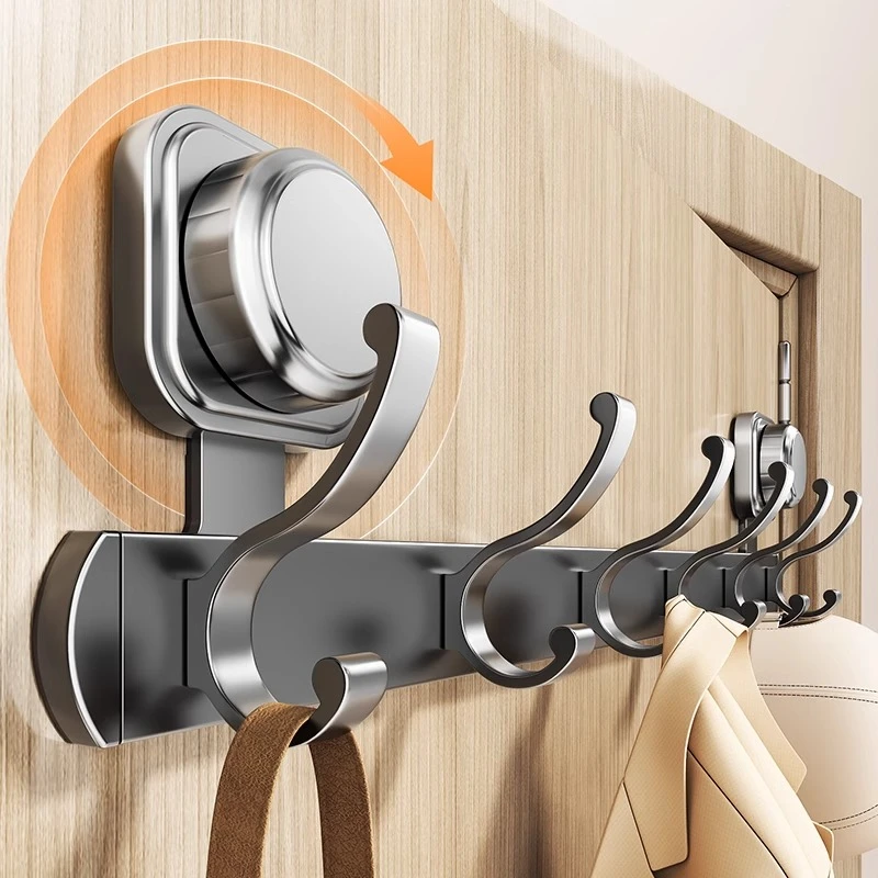 吸盘门后挂钩免打孔强力承重浴室厨房粘钩一排式木门挂衣架收纳架