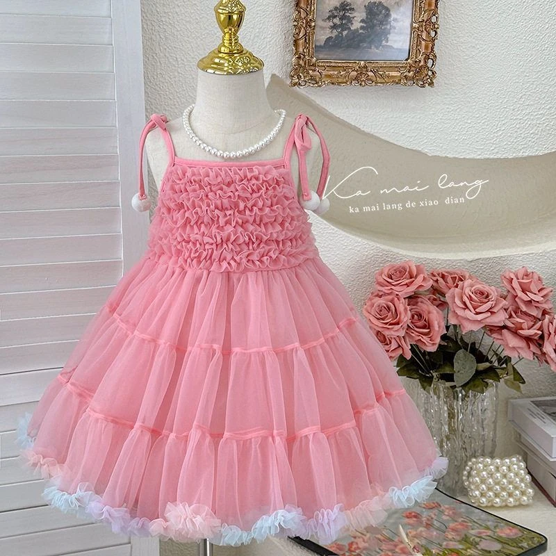 女童连衣裙2025年夏季洋气tutu连衣裙小女孩公主裙蓬蓬儿童吊带