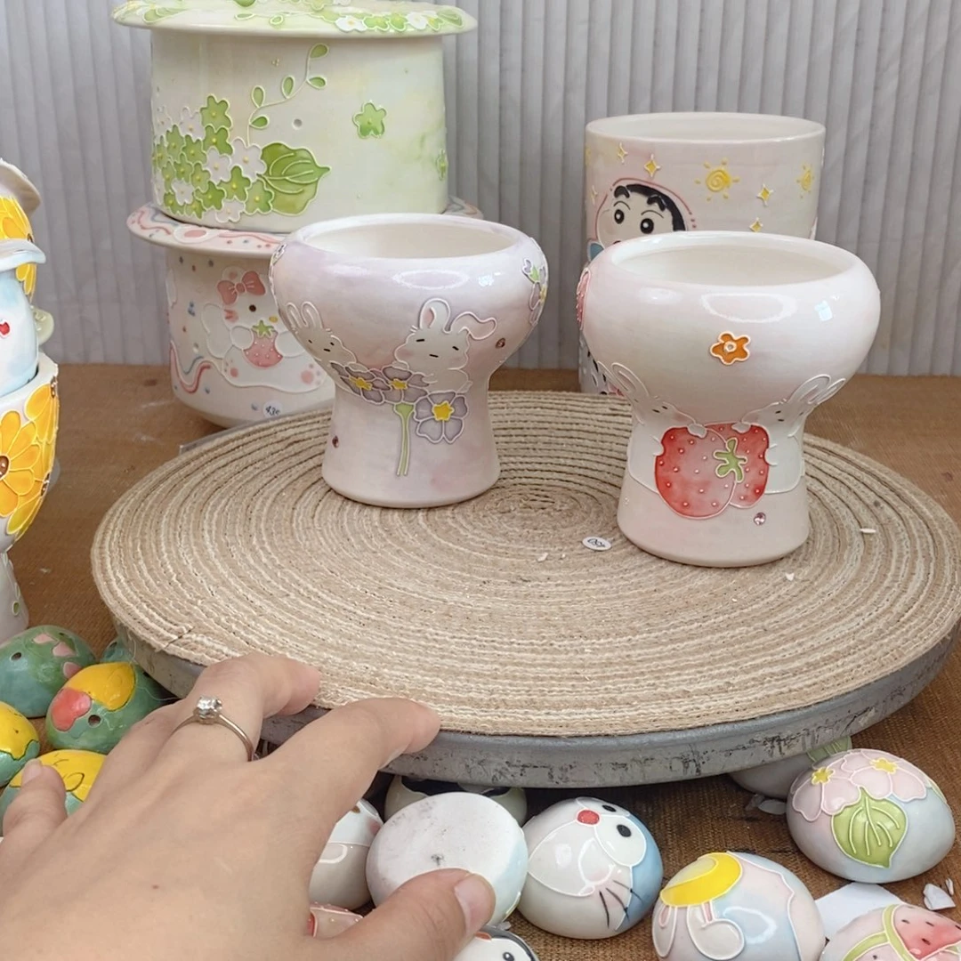 白泥手绘多肉花盆446