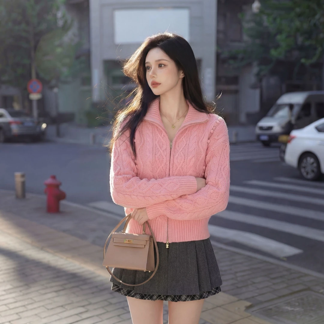 FANRUI/泛芮「云舒织境」羊毛钩花立领设计感轻奢洋气针织衫B19858